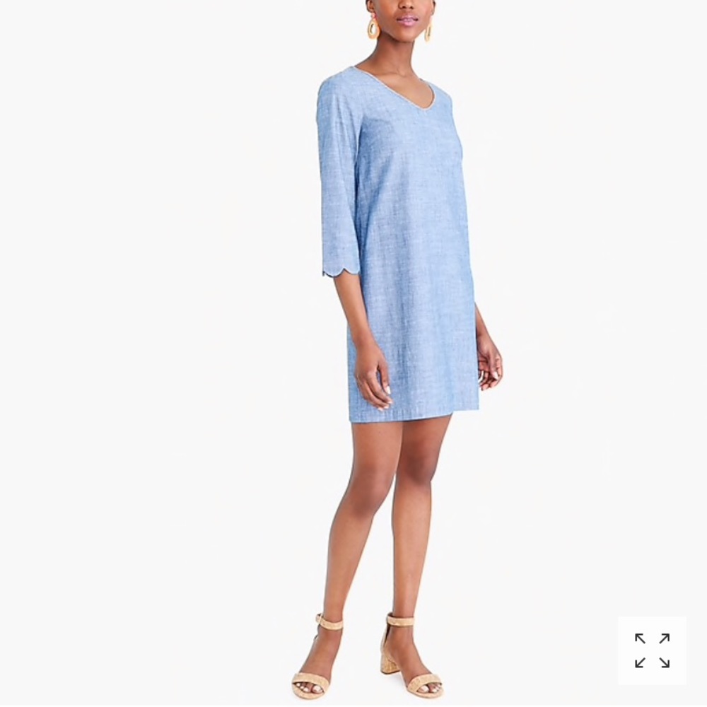 J. Crew Chambray Dress w/ Scalloped Sleeve